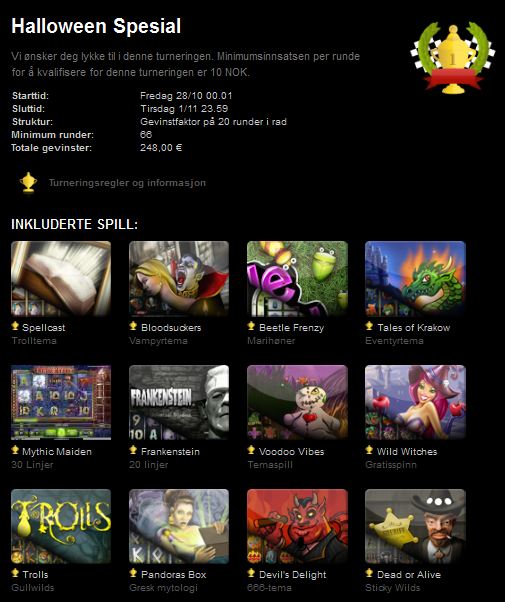 halloween turnering comeon norske