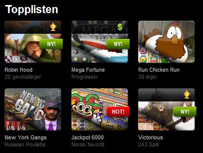 Come On Casino topplisten Spilleautomater